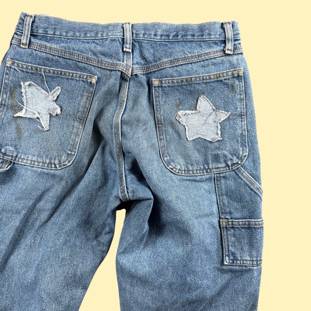 Rustler Carpenter Jeans Men 33x30 Blue Star Patch Workwear Denim Streetwear
